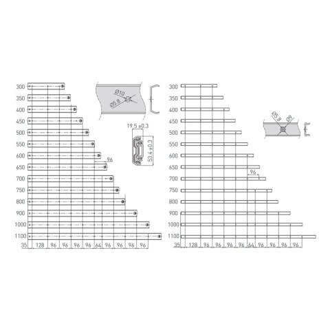 Prowadnica kulkowa H-53 L-550mm udźwig 110kg Amix