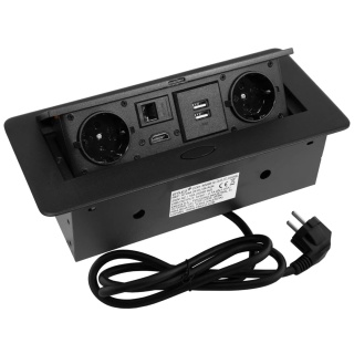Gniazdo chowane w blat ATOM 2xUSB HDMI Czarne Emuca