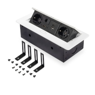 Gniazdo chowane w blat ATOM 26 2xUSB HDMI RJ45 Białe Emuca