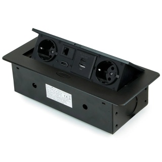 Gniazdo chowane w blat ATOM 26 USB A+C HDMI RJ45 Czarne Emuca