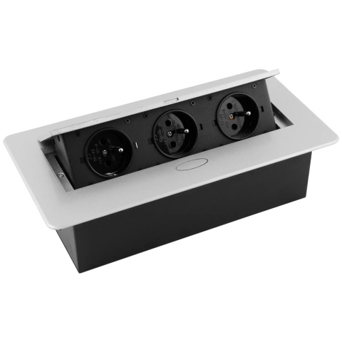 Gniazdo chowane w blat KOMBIBOX bez kabla Aluminium