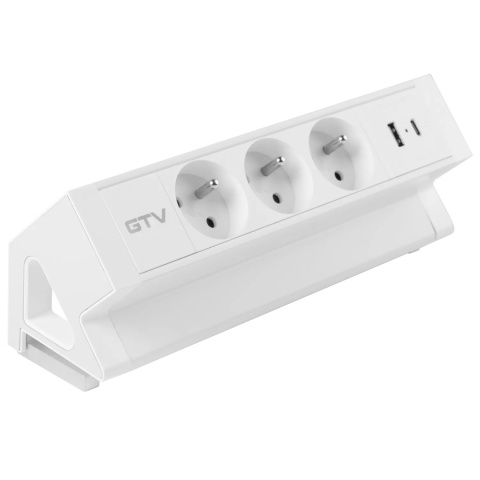 Gniazdo meblowe Basco z mocowaniem USB A+C, kabel 1,5m - białe