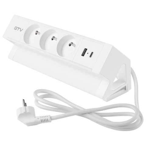 Gniazdo meblowe Basco z mocowaniem USB A+C, kabel 1,5m - białe
