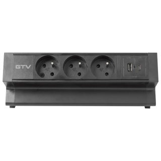 Gniazdo meblowe Basco z mocowaniem USB A+C, kabel 1,5m - czarne