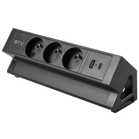 Gniazdo meblowe Basco z mocowaniem USB A+C, kabel 1,5m - czarne