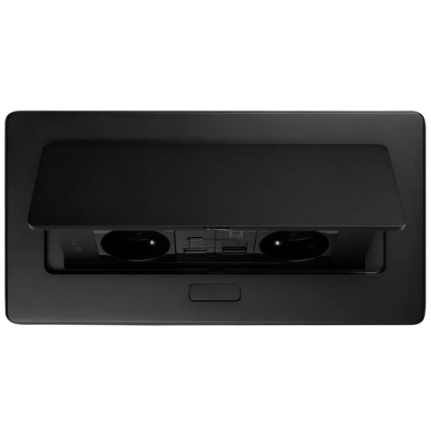 Gniazdo meblowe MULTISOFT wpuszczane w blat 2x gniazdo z uziemieniem, USB A+C RJ45 GTV czarne