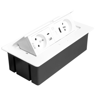 Gniazdo meblowe MULTISOFT wpuszczane w blat 2x gniazdo z uziemieniem, USB A+C RJ45 HDMI 2.0 GTV białe