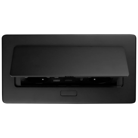 Gniazdo meblowe MULTISOFT wpuszczane w blat 2x gniazdo z uziemieniem, USB A+C RJ45 HDMI 2.0 GTV czarne