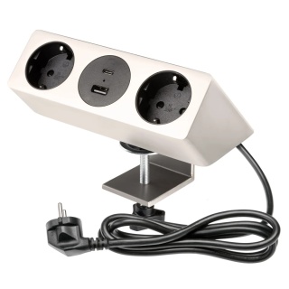 Gniazdo meblowe Sofito z mocowaniem USB A+C, kabel 1,5m - inox