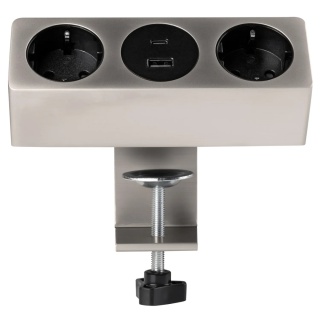 Gniazdo meblowe Sofito z mocowaniem USB A+C, kabel 1,5m - inox