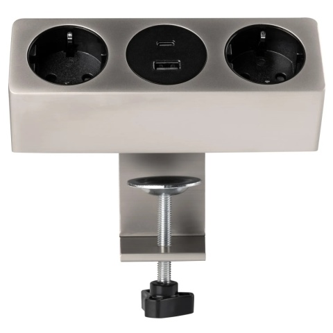 Gniazdo meblowe Sofito z mocowaniem USB A+C, kabel 1,5m - inox