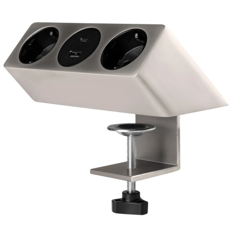 Gniazdo meblowe Sofito z mocowaniem USB A+C, kabel 1,5m - inox