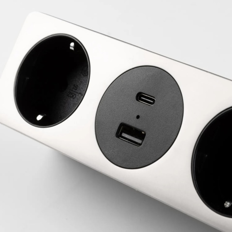 Gniazdo meblowe Sofito z mocowaniem USB A+C, kabel 1,5m - inox