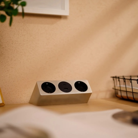 Gniazdo meblowe Sofito z mocowaniem USB A+C, kabel 1,5m - inox