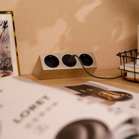 Gniazdo meblowe Sofito z mocowaniem USB A+C, kabel 1,5m - inox