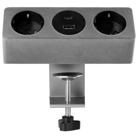 Gniazdo meblowe Sofito z mocowaniem USB A+C, kabel 1,5m - szary flok