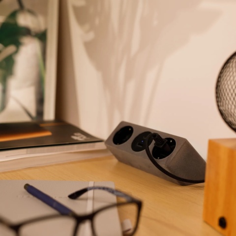 Gniazdo meblowe Sofito z mocowaniem USB A+C, kabel 1,5m - szary flok