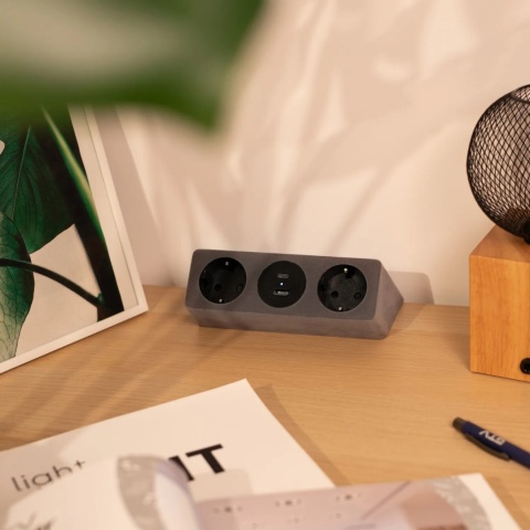 Gniazdo meblowe Sofito z mocowaniem USB A+C, kabel 1,5m - szary flok