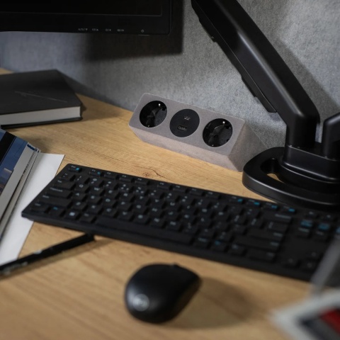 Gniazdo meblowe Sofito z mocowaniem USB A+C, kabel 1,5m - szary flok