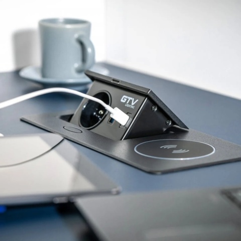 Gniazdo wpuszczane chowane w blat AVARO PLUS z USB Białe GTV