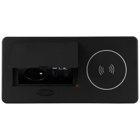 Gniazdo wpuszczane chowane w blat AVARO PLUS z USB Czarne GTV