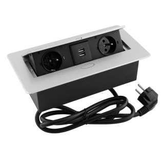 Gniazdo wpuszczane chowane w blat KOMBIBOX Aluminium z USB