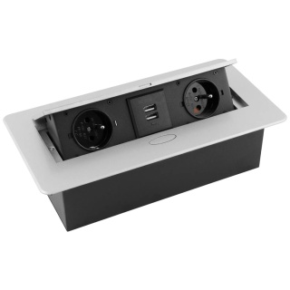 Gniazdo wpuszczane chowane w blat KOMBIBOX Aluminium z USB