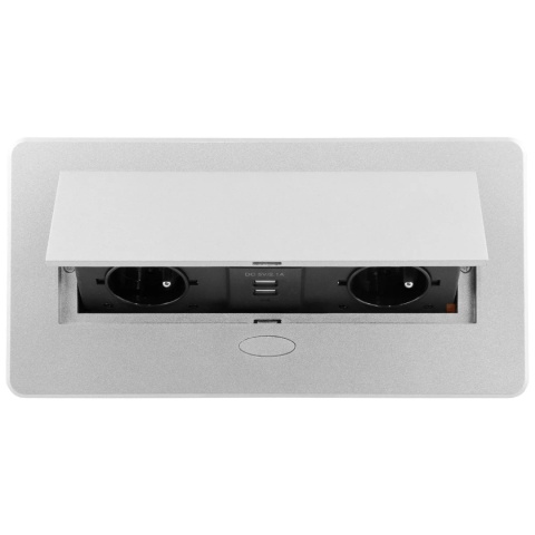 Gniazdo wpuszczane chowane w blat KOMBIBOX Aluminium z USB