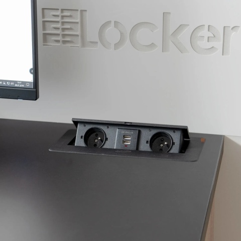 Gniazdo wpuszczane chowane w blat KOMBIBOX Aluminium z USB