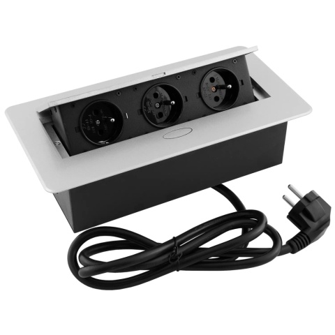 Gniazdo wpuszczane chowane w blat KOMBIBOX Aluminium