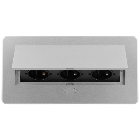 Gniazdo wpuszczane chowane w blat KOMBIBOX Aluminium