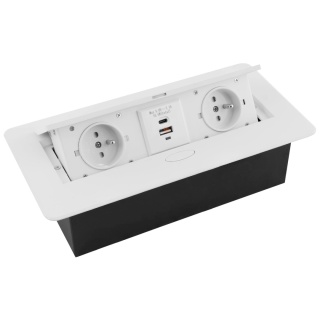 Gniazdo wpuszczane chowane w blat KOMBIBOX Białe z USB