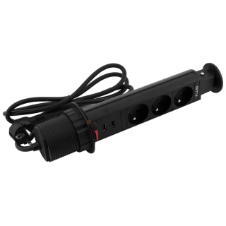 Gniazdo wpuszczane chowane w blat POWERPORT USB fi 60 Czarne GTV