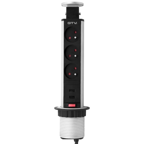 Gniazdo wpuszczane chowane w blat POWERPORT USB fi 60 Szare GTV