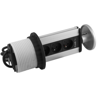 Gniazdo wpuszczane chowane w blat POWERPORT fi 100 Szare GTV