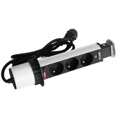 Gniazdo wpuszczane chowane w blat POWERPORT fi 60 Szare