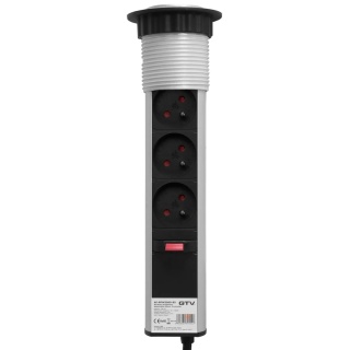 Gniazdo wpuszczane chowane w blat POWERPORT fi 60 Szare