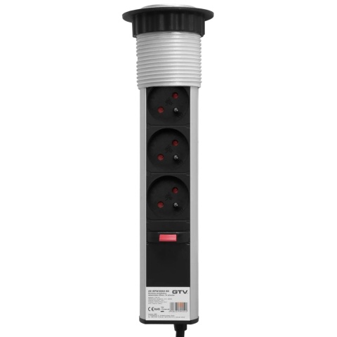Gniazdo wpuszczane chowane w blat POWERPORT fi 60 Szare