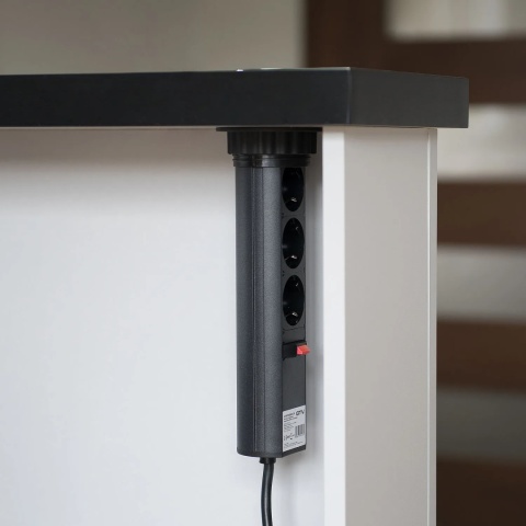 Gniazdo wpuszczane chowane w blat POWERPORT fi 60 Szare