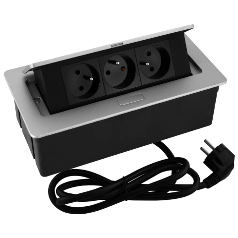 Gniazdo wpuszczane chowane w blat SOFTBOX Aluminium GTV