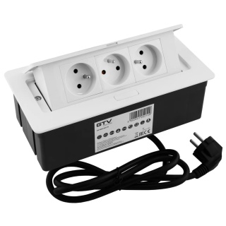 Gniazdo wpuszczane chowane w blat SOFTBOX Białe GTV