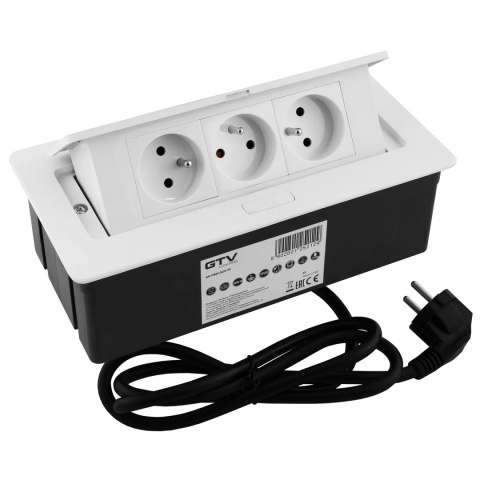 Gniazdo wpuszczane chowane w blat SOFTBOX Białe GTV