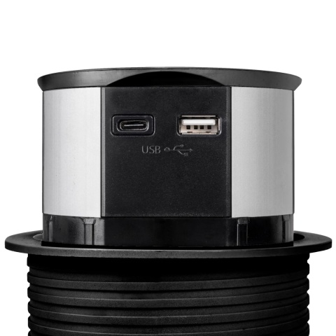 Gniazdo wpuszczane chowane w blat fi 100mm Vertikal Push USB Emuca