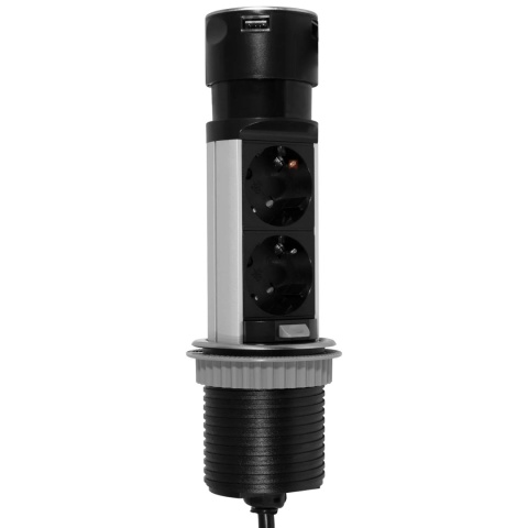 Gniazdo wpuszczane chowane w blat fi60 2xUSB Emuca