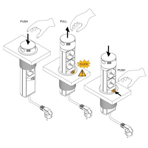 Gniazdo wpuszczane chowane w blat fi60 2xUSB Emuca