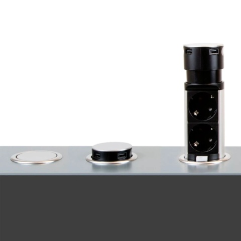 Gniazdo wpuszczane chowane w blat fi60 2xUSB Emuca