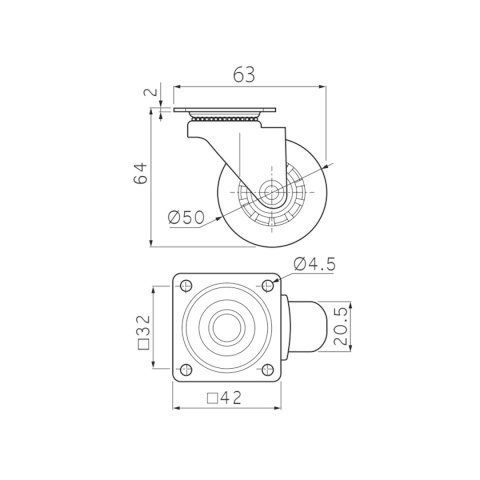 Kółko meblowe BRAZYLIA 50mm Czarne GTV