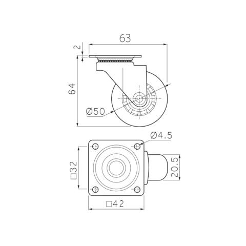 Kółko meblowe BRAZYLIA 50mm Przezroczyste GTV