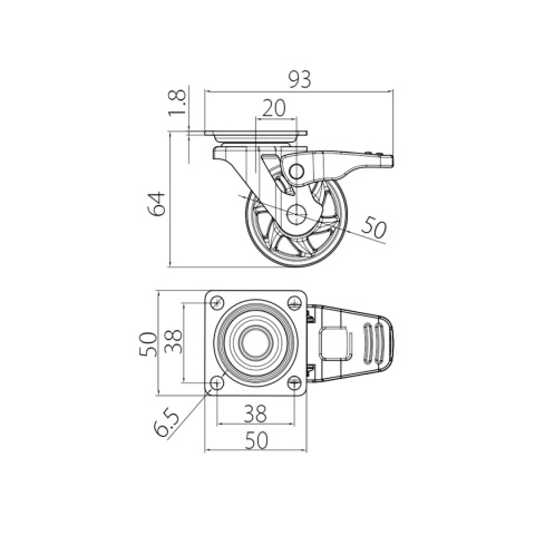 Kółko meblowe SHIFT 50mm Przezroczyste GTV
