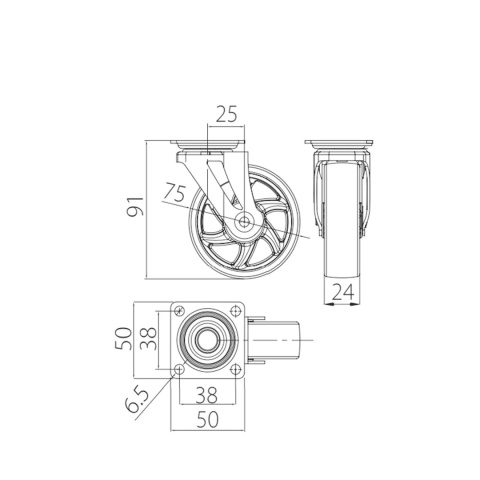 Kółko meblowe SHIFT 75mm Przezroczyste GTV